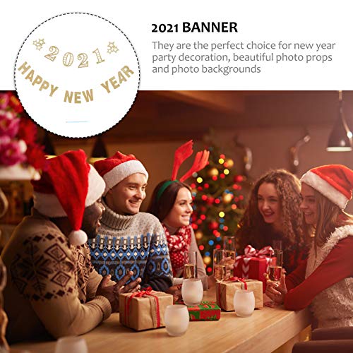 KESYOO 2Pcs 2021 Banner Glitter Banner de Festa de Feliz Ano Novo Pendurado Guirlanda de Estamenha D