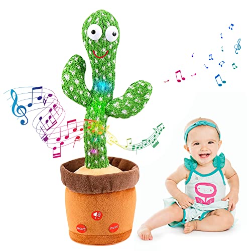 Image of Emoin Dancing Cactus Toy,Talking Cactus Toy,Singing and Dancing Cactus Baby Toy with Glow ,Dancing Cactus Mimicking Rrecording Toy Repeats What You Say Smart Cactus Toy for Baby