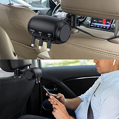 Multi Retractable Carbackseat Charger 3 In 1 - Compatible With All Type Of Cellphones - Car Power Charging Station For Iphone/Ipad/Android, Back Seat Passengers | Share Ride (Black) #TOP1