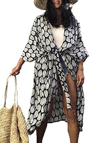Image of Bsubseach Stylish Tie Dye Open Front Long Kimono Swimsuit Coverup for Women | Loose Fit Boho Style Bathing Suits Cardigans,Summer Causal Resort Wear