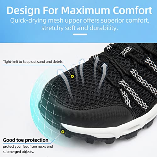 Keenpace Women's Water Hiking Shoes For Summer Outdoor Sport River Beach Amphibious Aerobics Swimming Trail Trekking Walking Lightweight Quick Dry Breathable Arch Support Black #TOP2
