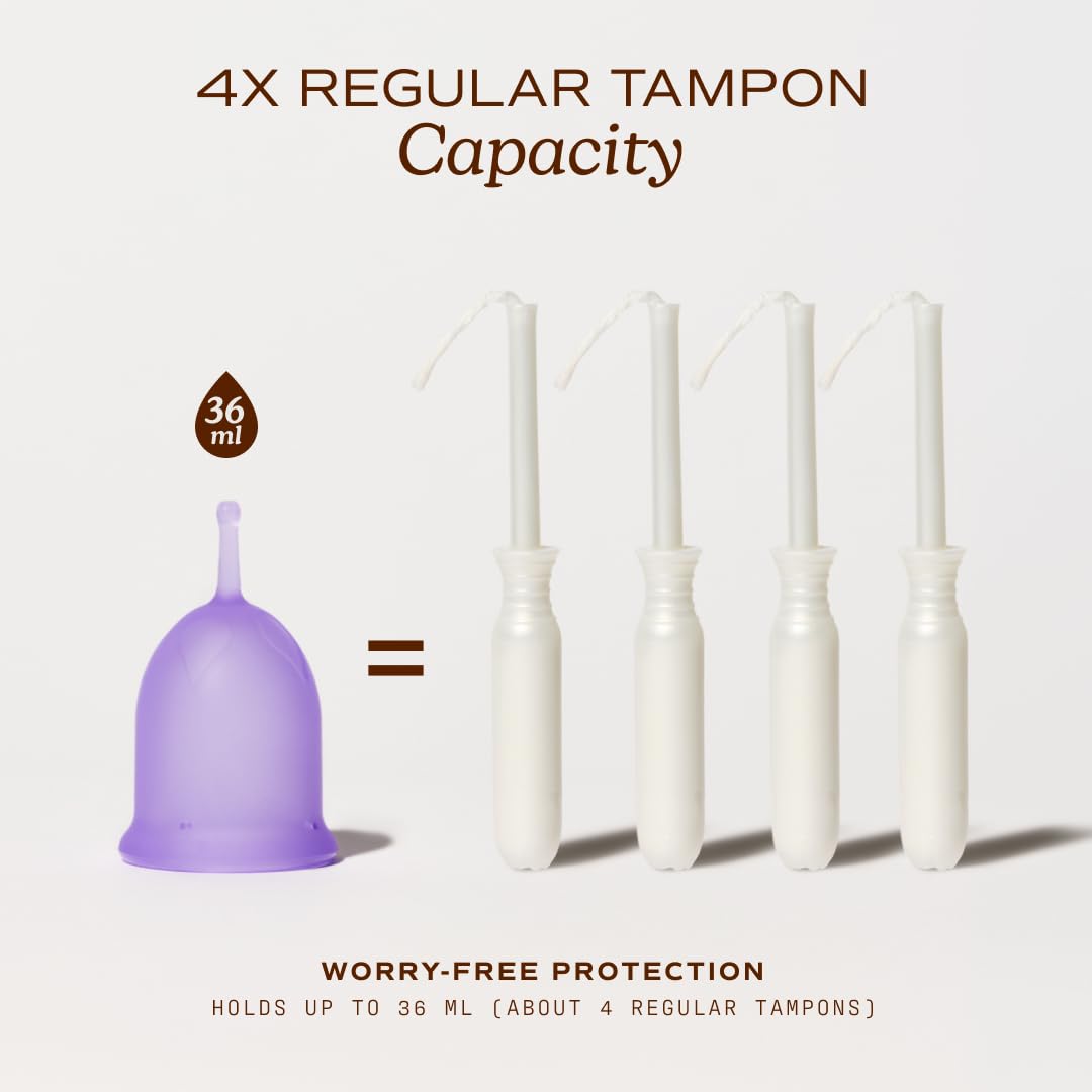 August Period Cup for Women - 36 mL Capacity, 8-12h Protection, Flexible, Soft Silicone Menstrual Cups with Cotton-Sateen Pouch, Reusable and Beginner-Friendly with Easy Step-by-Step Guide