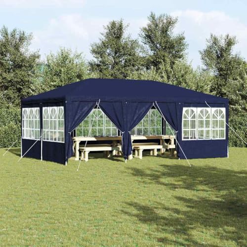 Carpa para fiestas, color azul y blanco, 600 x 400 x 266 cm, poliéster acero, protección UV, espaciosa carpa para jardín, terraza, eventos al aire libre, festivales, bodas