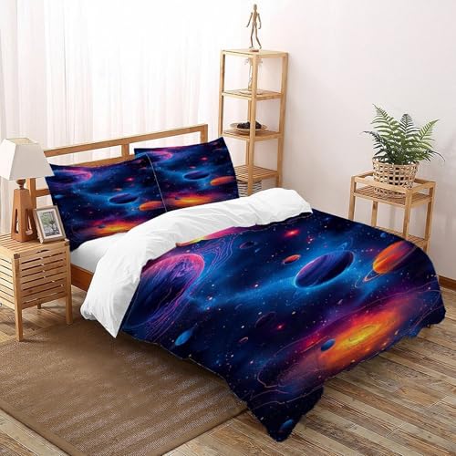 Parure de lit microfibre de qualité supérieure au motif imprimé de galaxies - 2