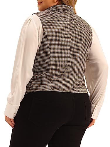 Agnes Orinda Plus Size Suit Vest Top for Women Vintage Plaid Waistcoat Vest Sleeveless Button Steampunk Work Blazer4