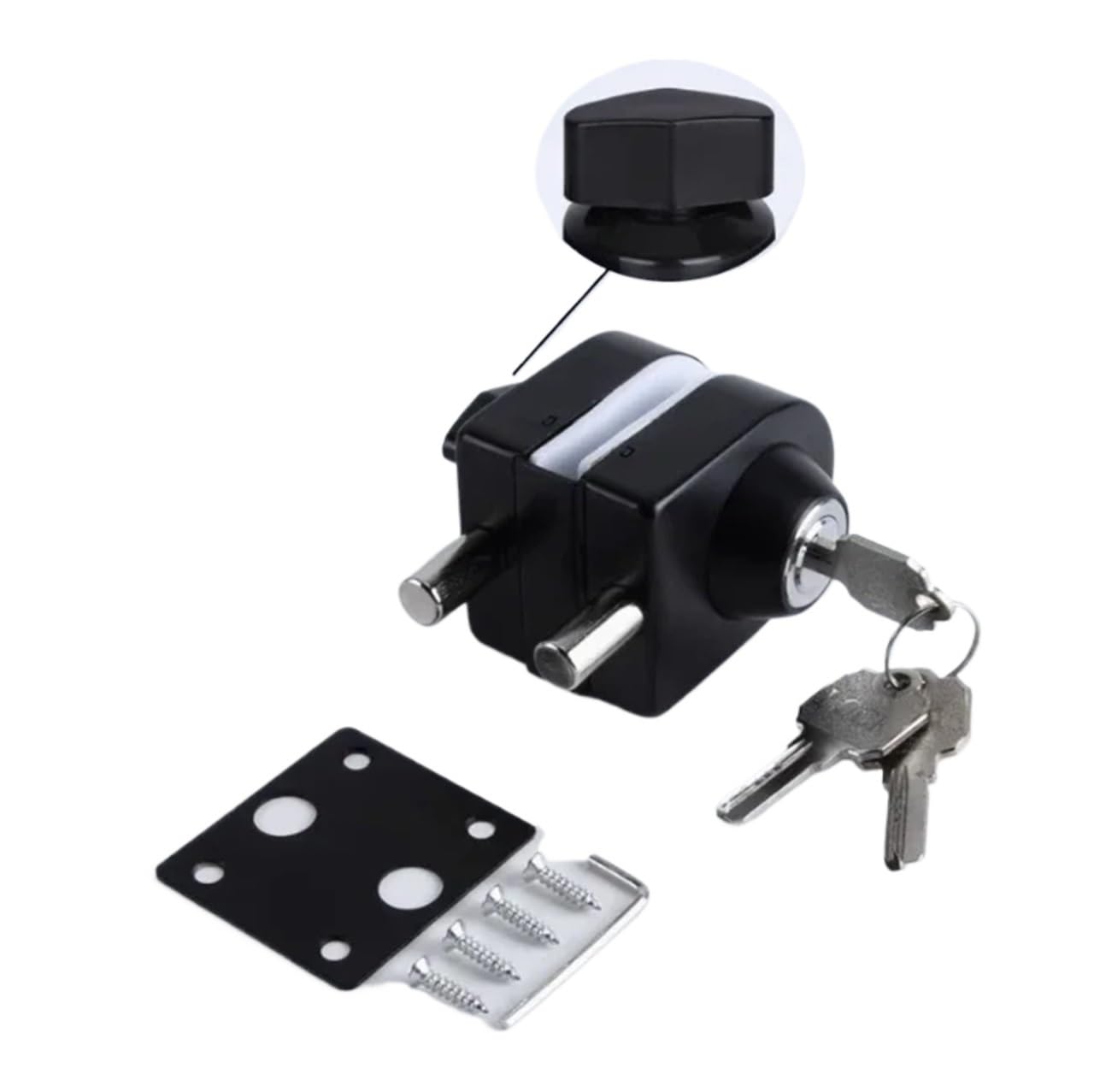 Sxolcoufoh 1 Stainless Steel Glass Door Lock Bolt Locks Door Lock Hardware Accessories With Key Pcs(1)