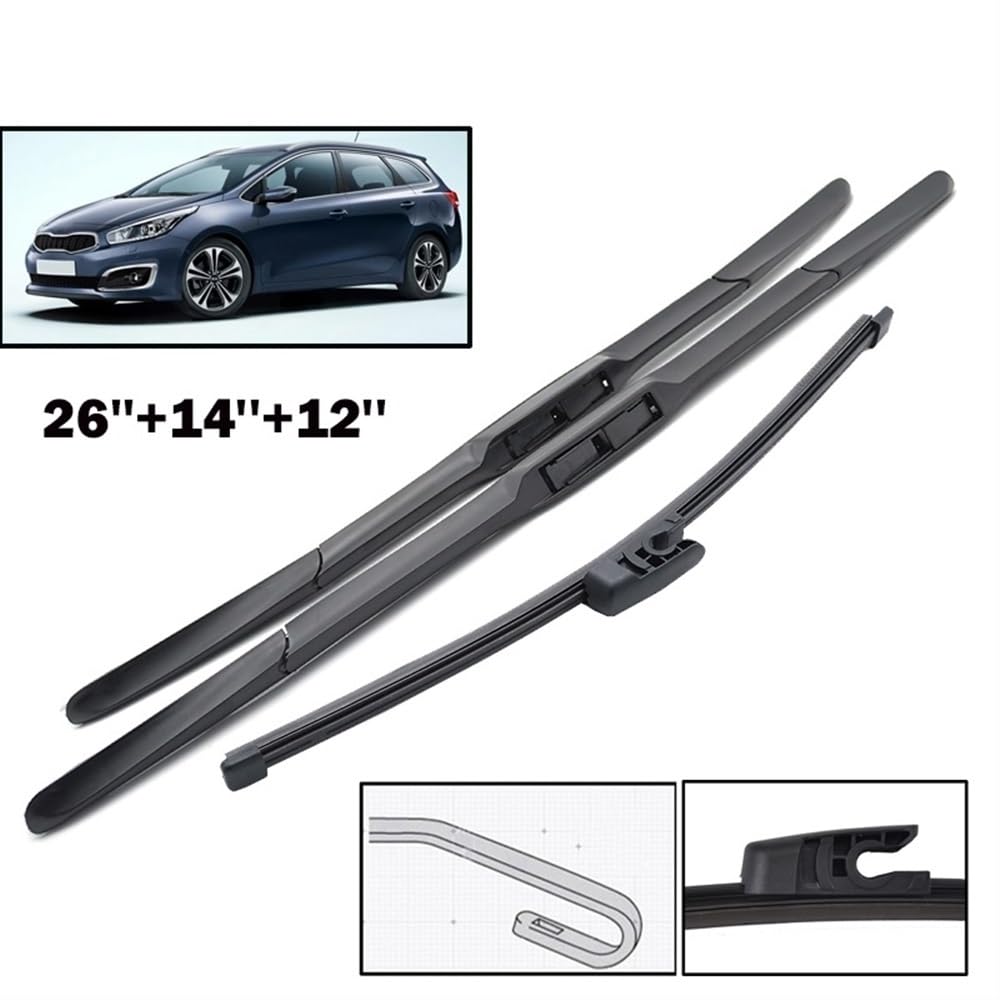 Automotive Tergicristalli Set Spazzole Tergicristallo Anteriori E Posteriori Kit Spazzole Per Vetri Del Parabrezza Per KIA Cee'd Ceed 2012-2017