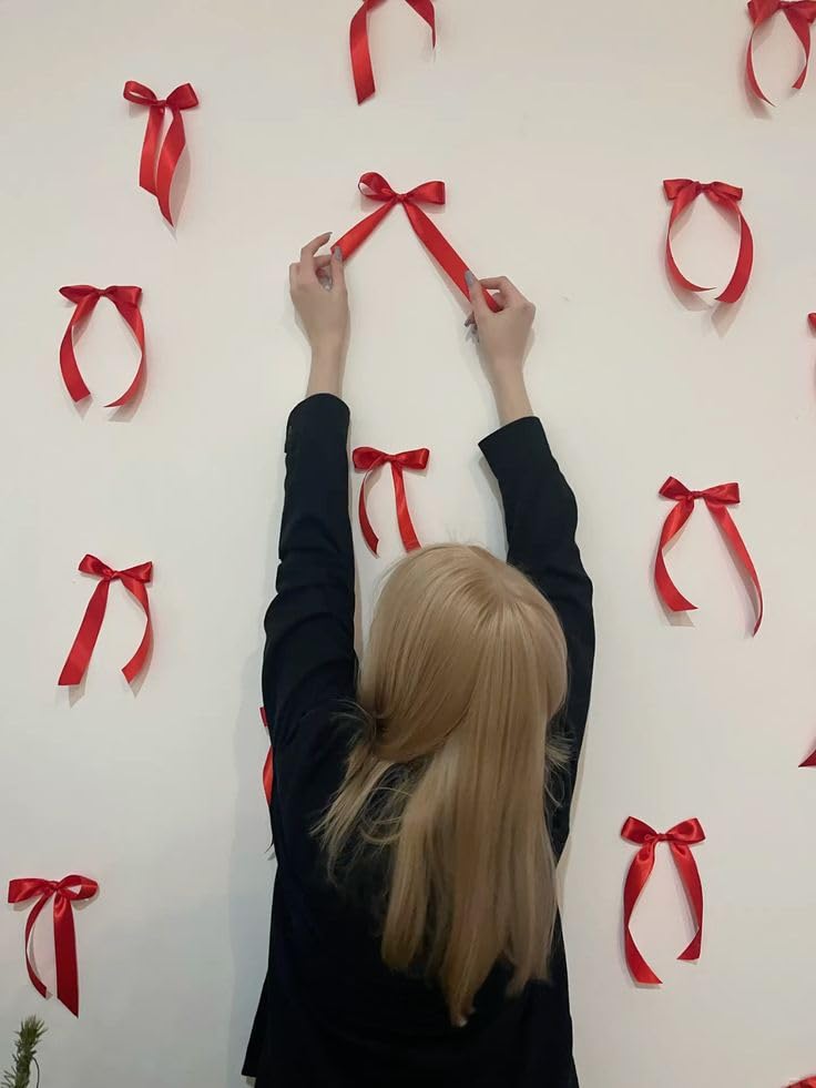 Satin Bow Decoration for Party, Birthday, Wedding, Christmas, Wall and Balloon Decor (25, RED, Red Satin Bow) 2