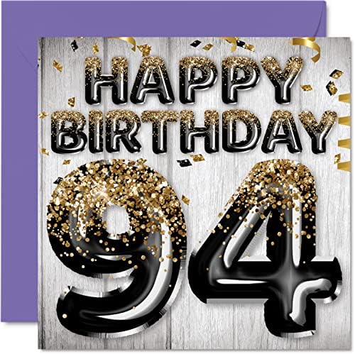 16th Birthday Card for Boys - Black & Gold Glitter Balloons - Happy Birthday Cards for 16 Year Old Boy Son Brother Grandson Cousin, 145mm x 145mm Sixteen Sixteenth Bday Greeting Cards Gift