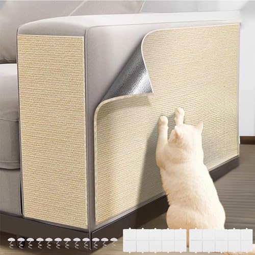 Cat Scratch Furniture Protector - Self Adhesive Trimmable Cat Scratching Mat for Couch or Wall Protector, Durable, Replacement, Easy Installation, Prevent Cats from Scratching Furniture