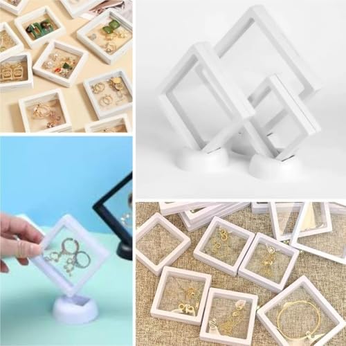 OLLEVRA 11x11cm Standlı 3D Takı Ziynet Hatıra Koleksiyon Saklama Kutusu Şeffaf Film Çerçevesi