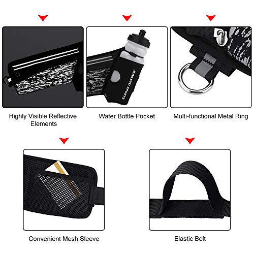 Pacote de cintura, Andoer Cinto de corrida reflexivo para esportes ao ar livre hidratação pacote de