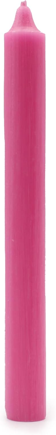 Solid Colour Dinner Candles, Pack of 5 Handmade Candles 20cm x 2cm Rustic Look Bistro Style Taper Candles (Rustic Deep Pink) image 2
