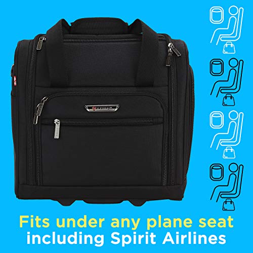 TPRC 15-Inch Smart Under Seat Carry-On Luggage with USB Charging Port, Navy Blue, Underseater