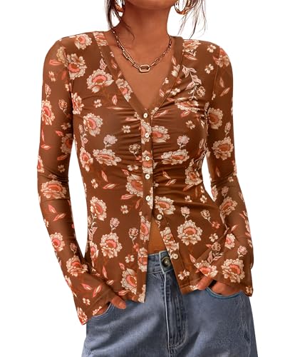 BTFBM Button Down Shirts for Women 2026 Spring Boho Tops