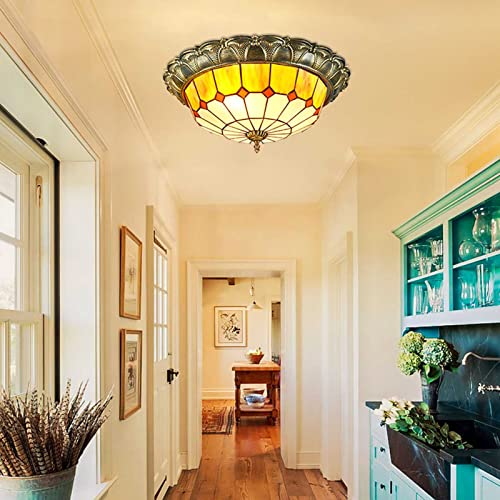 Plafonnier vitrail rétro Lotus pour îlot de cuisine et chambre ambiance art déco