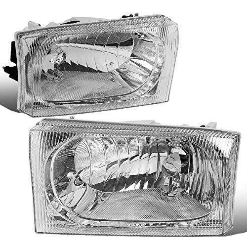DNA Motoring HL-OH-112-CH Chrome Housing Factory Style Headlights Compatible with 99-04 F250 F350 F450 F550 SD 01-04 Excursion