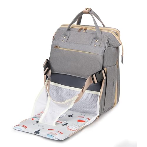 Baby Diaper Bag Waterresistent Travel Backpack With Seat And Changing Station, Newborn Baby Essentials (Gray) #TOP5