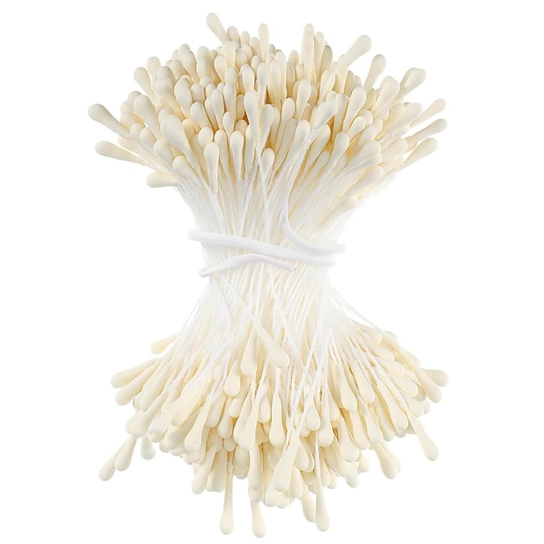 BOLT BEE Artificial Flower Pollen Stamens 2mm for Flower Making one Bunch (Off White 1 Bunch)-image-7