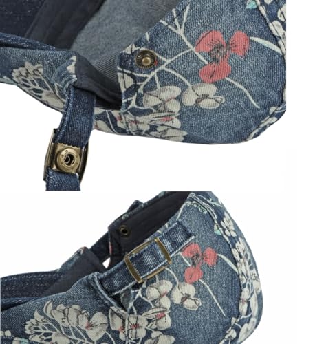 Image of Quanhaigou Unisex Denim Newsboy Hats Flat Ivy Gatsby Cabbie Driving Berets Hat Cotton Dad Cap for Men Women