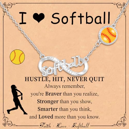 Softball/Football/Baseball/Soccer/Basketball/Volleyball/Tennis Infinity Necklace Gifts for Girls Women,14K Gold Plated Sport Accessories Birthday Christmas Jewelry Gifts for Women Girls