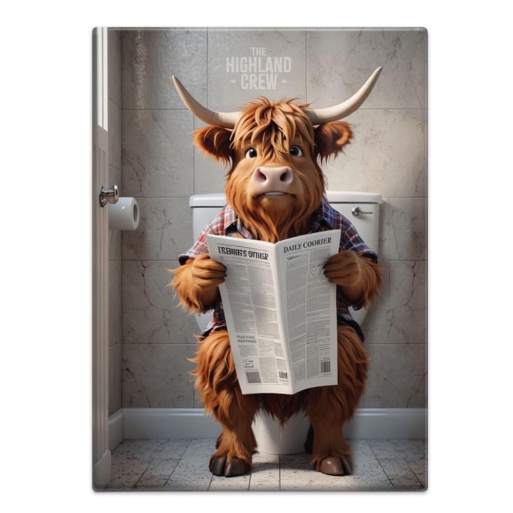 Fridge Magnet (65 x 90 mm) - The Highland Crew - Cow on Toilet