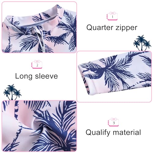 Image of Funnycokid Baby Toddler Girls Swimsuit 4 Piece Bathing Suit Long Sleeve Rash Guard Sets 12 Months-7 Years