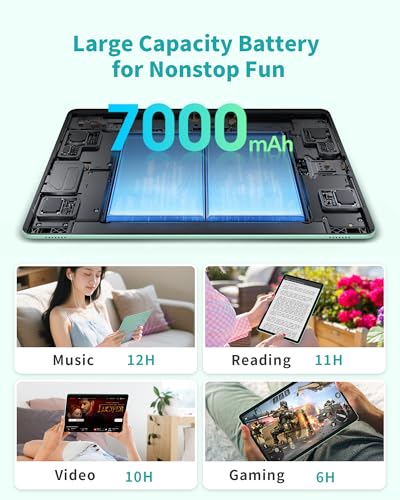 ODEA A11 Tablet 11 Pollici, Tablets android 12GB RAM+128GB ROM(TF 4TB), T606 Octa-Core, 5G WiFi/7000mAh/13MP/Widevine L1/BT5/GPS/GMS/OTG/Android 14/Type-C/Jack 3,5mm - Immagine 3