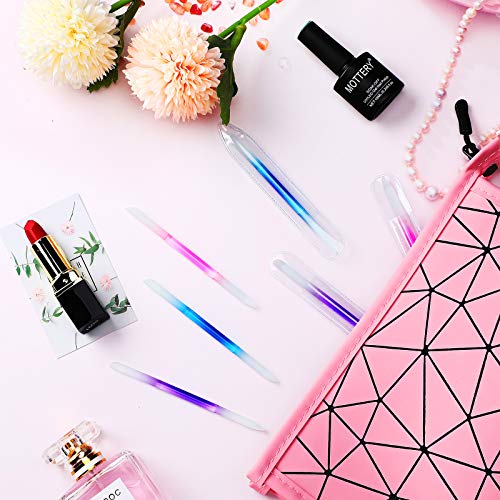 6 Pieces Glass Cuticle Pusher Glass Cuticle Stick Set Double Sided Crystal Glass Nail Files Manicure Pedicure Precision Filing Cuticle Remover (Pink, Blue, Purple) #TOP5