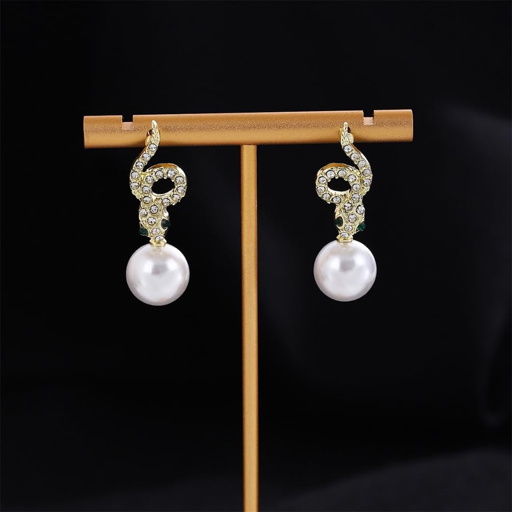 Sparkling Rhinestone Snake Pearl Dangle Earrings for Women Dainty CZ Serpent Drop Earrings Ball Bead Dangling Earrings Everyday Jewelry Gifts - Image 6