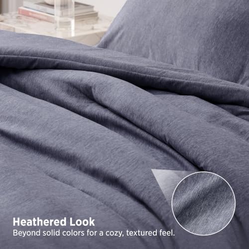 Image of Bedsure King Size Comforter Set - Denim Grey King Comforter Set, Soft Bedding for All Seasons, Cationic Dyed Bedding Set, 3 Pieces, 1 Comforter (104 inchx90 inch) and 2 Pillow Shams (20 inchx36 inch+2 inch)