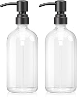 Vista 14 de AmazerBath Dispensador de jabón de vidrio ámbar, juego de 2 dispensadores de jabón con bomba de acero inoxidable, botella dispensadora de jabón
