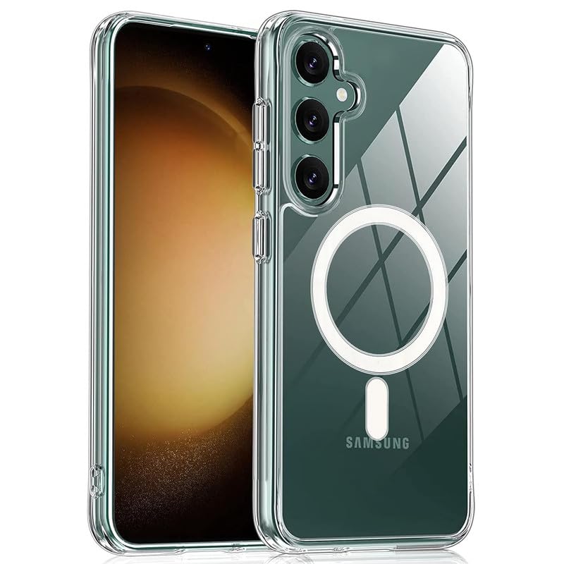 AIBEX Clear Mag-Saf Case for Samsung S25-1,500 G Strong Magnetic Lock, Crystal-Clear Anti-Yellowing Back | Military-Grade Drop Protection | Camera Guard, Slim & Lightweight – Crystal