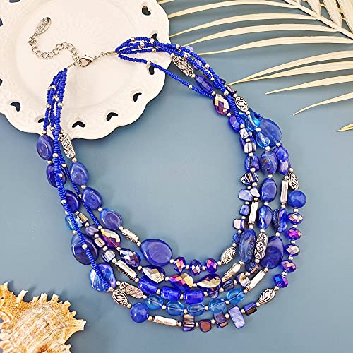 Bocar NK-10376 Multi Layer 5 Strand Statement Collar Beaded Necklace thumb #3
