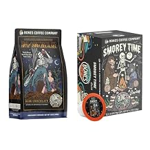 Bones Coffee Company Army Of Dark Chocolate Ground Coffee Beans 12 oz and Bones Cups Smorey Time 12 ct Bundle