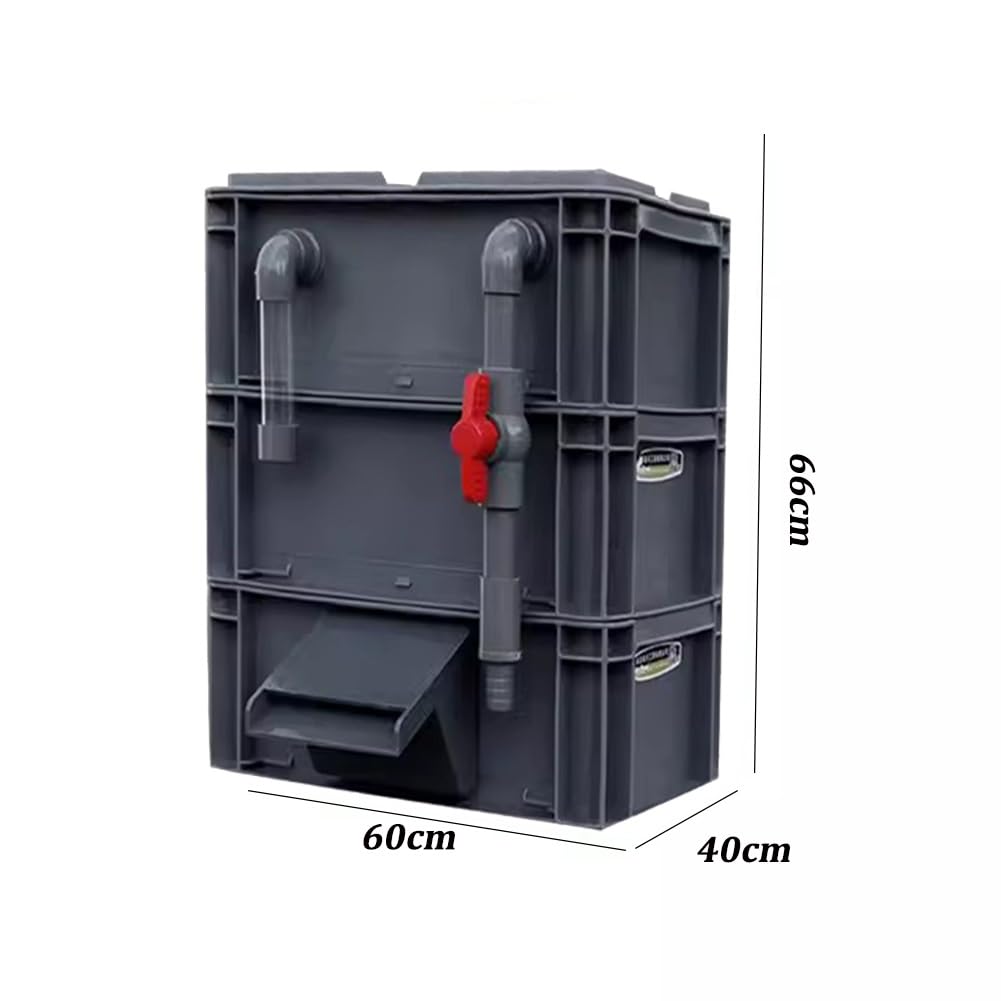 GRRICEPL Boîte De Filtration pour Aquarium, Cascade Bio-Filtration Aquarium, Filtre pour Aquarium À Tortue, Pompe Et Média Filtrant Non Inclus (Couleur : Grey, Taille : 60x40x66cm)