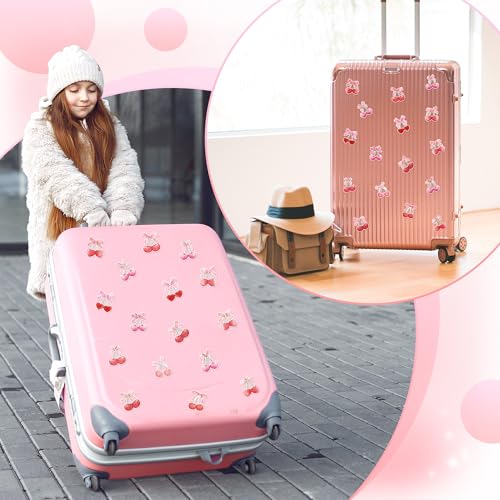 Image of 1000pcs Pink Bow Cherry Coquette Sticker Roll (2 Rolls), Watercolor Aesthetic Fruit Decorative Decals, Red & Pink Cherry with Bow Self-Adhesive Stickers for Water Bottle Scrapbook Decor