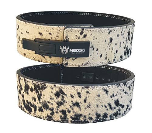 MEDSO Sehr spezieller, sehr einzigartiger Gewichthebergürtel aus natürlichem Bullenleder, Gewichthebergürtel, 10–13 mm, 10,2 cm, Gewichtheben, Kniebeugen, Kreuzheben, Fitness für Männer und Frauen,