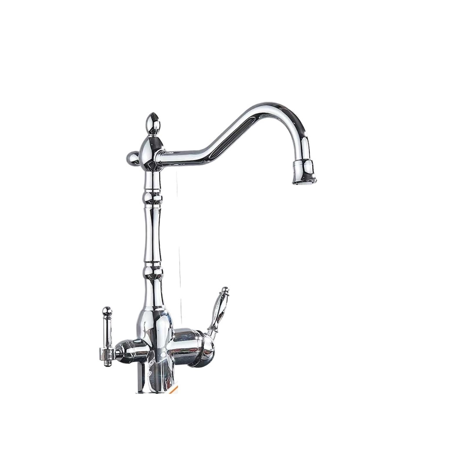 Filtre à eau et robinet de cuisine 3 en 1 avec bec pivotant en laiton chromé