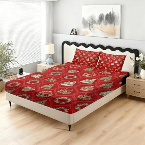 Weihnachtsmotiv Spannbettlaken 90x200cm Kinder, Weihnachtsbaum...