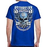 Biker Life Clothing 2025 Sturgis Motorcycle Rally Blue Winged Skull T-Shirt(XL, Royal Blue)