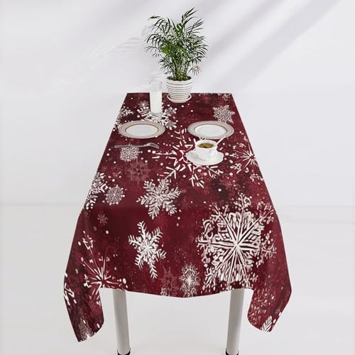 Nappe de table rectangulaire lavable au motif imprimé flocon de neige durable