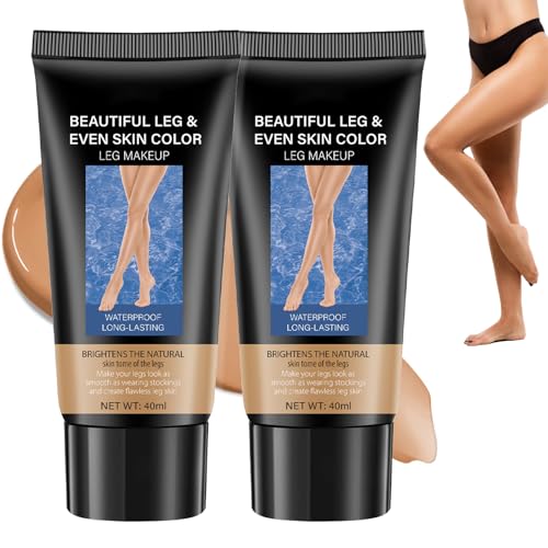 Maquillaje de piernas impermeable de 2 piezas para cubrir las venas, cobertura de tatuaje de larga duración, sin decoloración, corrector con cobertura completa (color nº 3, marrón)