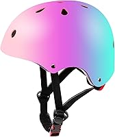 ZLEIOUY Color Gradient Adjustable Kids Bike Helmet & 7-in-1 Protective Gear Set for Ages 3-14 Boys Girls - Scooter Skateboard Roller Skating
