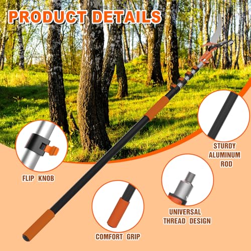 Image of SISUPASSIE 20FT Reach Tree Trimmer, Telescoping Pole Saw with 3-12FT Extension Pole, Manual Tree Pruner Extendable for Yard, Garden, Patios