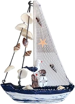 Sailboat Model Handmade Finished Sailboat Ship Model Figurine Decor Desktop Office Decor Birthday Gift Model Decor Room Decor Mediterranean Style Small Seabird