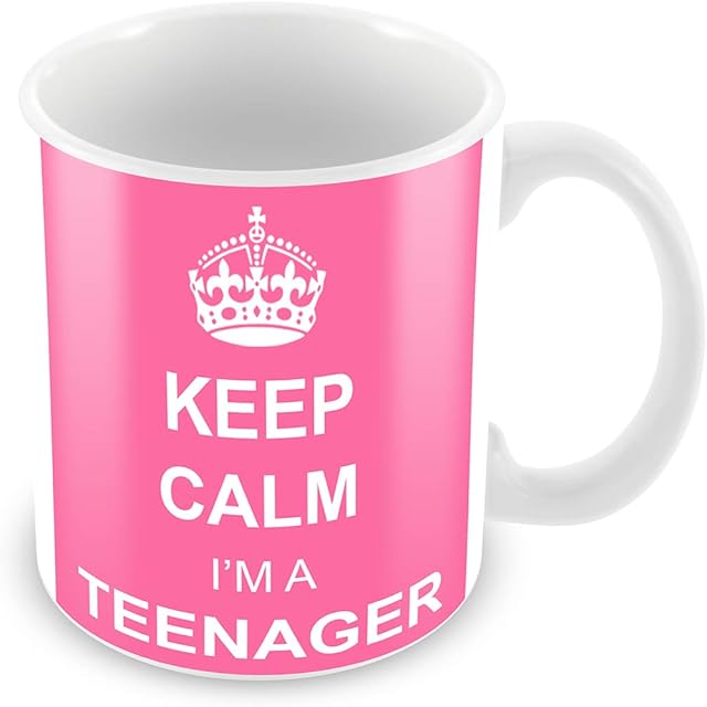 Keep Calm I'm a Teenager Ceramic White 11oz Mug (Pink) by FT