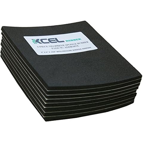XCEL Neoprene Foam AntiVibration Pads with Adhesive 6" X 6" X 1/4" (8 Pieces) Cover