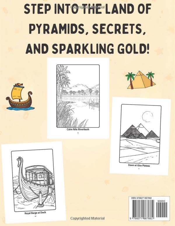 Ancient Egypt Coloring Book for Kids (Ages 3+): Pyramids, Temples & Nile Scenes - Discover Ancient Egypt - Image 2