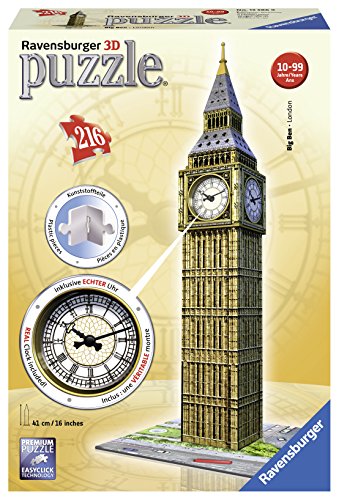 Ravensburger 3D Puzzle 12586 - Big Ben mit Uhr - 216 Teile - Das weltbekannte Londoner Wahrzeichen zum selber Puzzeln ab 8 Jahren, Meerkleurig – Bild 3